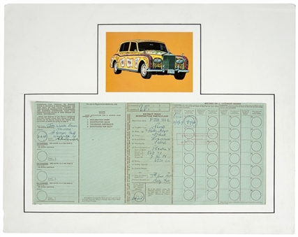 1965 John Lennon Signed Motor Vehicle Registration Form – For His Psychedelic Rolls-Royce Limo! (PSA/DNA) With Rare "John Winston Lennon" Full Name Signature